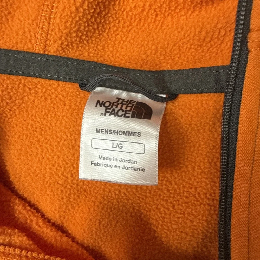 THE NORTH FACE Mens Sun Rise Full Zip Jacket Size Large Gray/Orange Hood Fleece